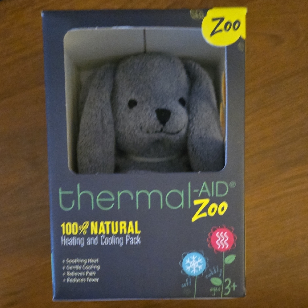Thermal-Aid Zoo Heating Cooling Pack Baxter Gray Bunny 100% Natural NEW IN BOX